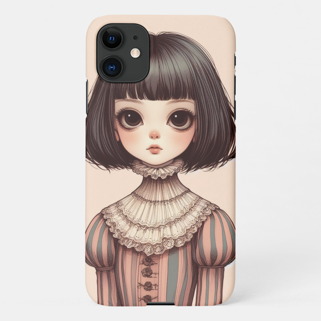 Illustration vintage d’une jeune fille elegante de style victorien.